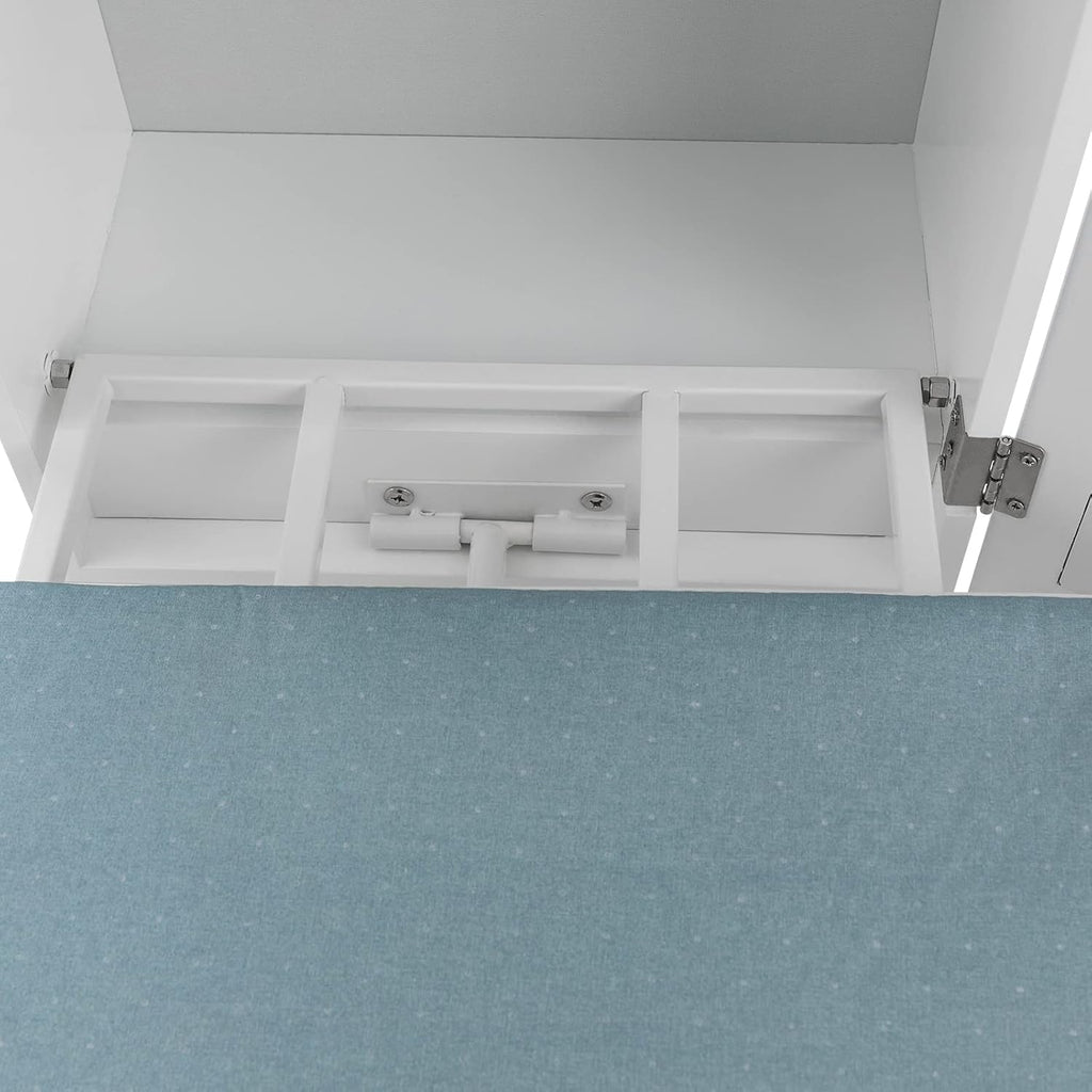 Wall-Mounted Ironing Board Cabinet with Mirror, White B1815