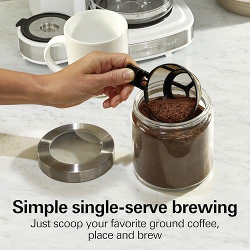 Hamilton Beach 49933 12 Cup Programmable Drip Coffee Maker & Single Serve Machine, Glass Carafe, White A63501