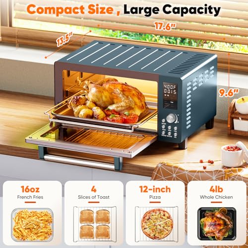 Nuwave Bravo Pro Smart 21QT Toaster Oven Air Fryer Combo, Convection Countertop, Mint Green B532672