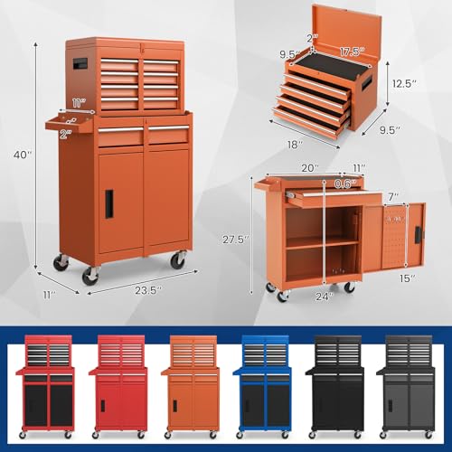 Goplus 5-Drawer Rolling Tool Chest with Lockable Wheels, Gray Z601390