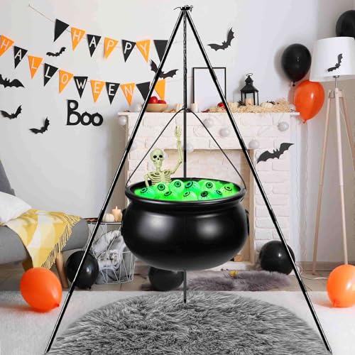 Halloween Witch Cauldron with Tripod Outdoor Yard Decor L667