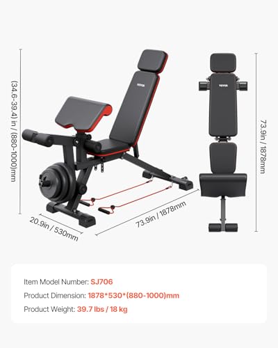 VEVOR 800lbs Adjustable Weight Bench Press for Home Gym Strength Training E67387