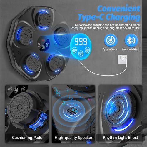 Music Boxing Machine with Gloves, Wall Mounted Electronic Target for Adults Kids D339716