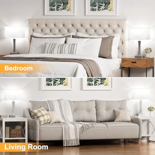 3 Way Dimmable Bedside Lamp Set of 2 with USB Ports C63781