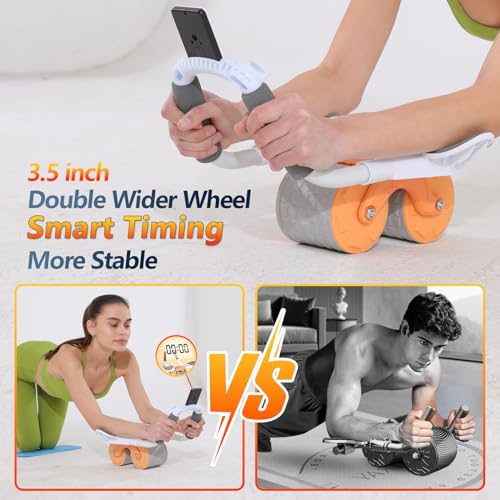 Ab Roller Wheel with Timer & Knee Mat, Automatic Rebound with Elbow Support D421