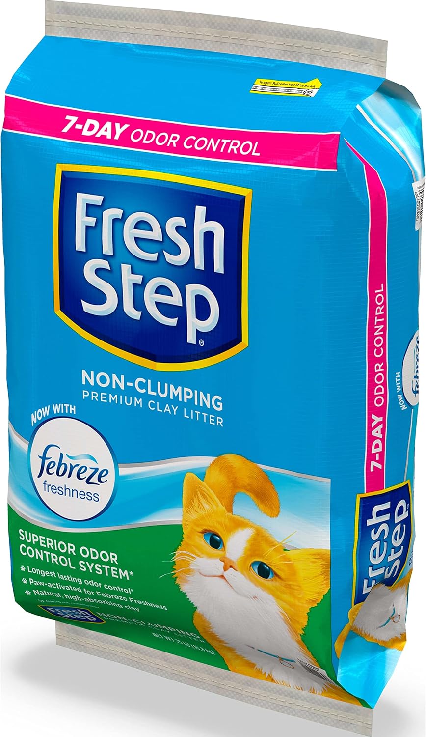Fresh Step Non-Clumping Cat Litter with Febreze Freshness, Scented - 35 lbs I323