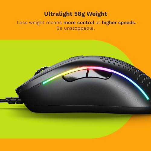 Glorious Model D Wired Gaming Mouse - 68g Honeycomb RGB Ergonomic, Matte White M160012