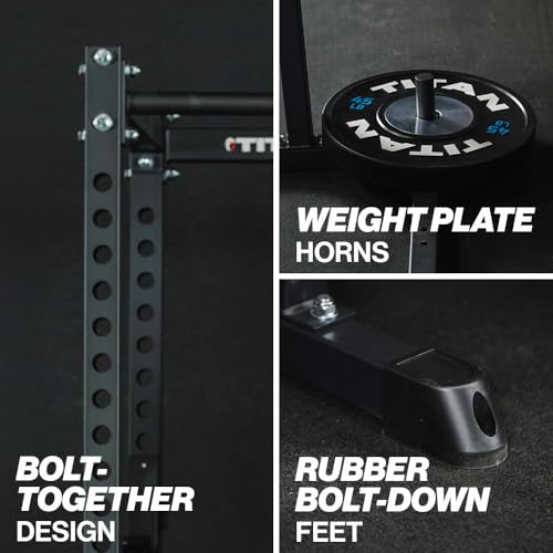 Titan Fitness T-2 Series Short Power Rack with Pull Up Bar and Safeties for Home Gym L283014