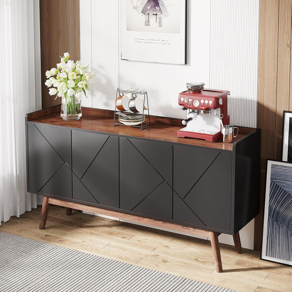 Tribesigns Sideboard Buffet Cabinet with Storage 55", Black P5380