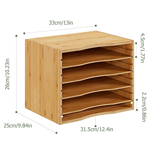 Bamjoy Bamboo 5 Tier Desktop Organizer with Adjustable Shelves I134984