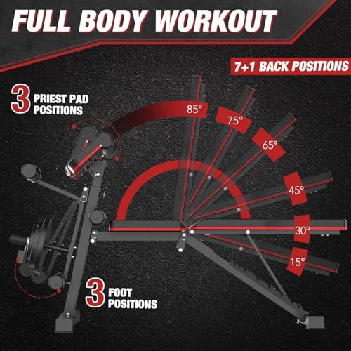 Adjustable Weight Bench for Home Gym, 800 LB Incline Decline Strength Training M735