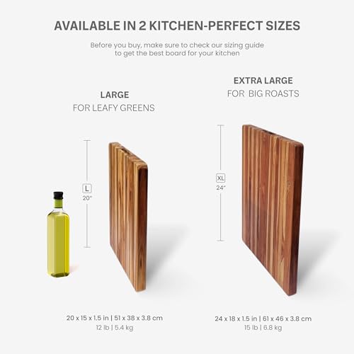Teakhaus Cutting Board Extra Large with Grip Handles, Reversible Teak Edge Grain U703652