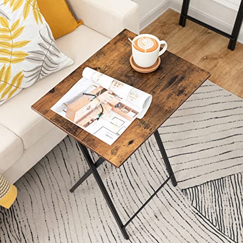 HOOBRO Folding TV Tray Tables, Set of 2, Marble and Gold C48497