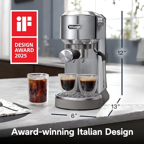 De'Longhi Dedica Duo Compact Espresso Machine with Milk Frother, Stainless Steel C1989
