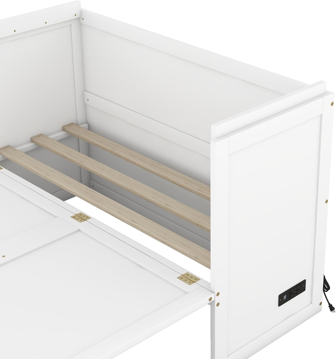 Full Size Murphy Bed Cabinet with Storage Drawer and USB Port, White L988395