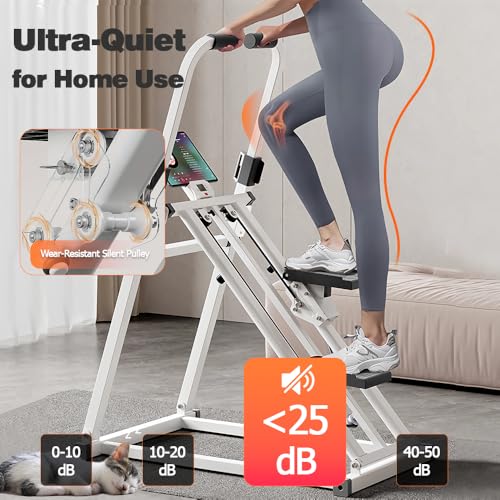Foldable Stair Stepper Machine with Handles for Home Cardio, Low Impact Workout Equipment W114
