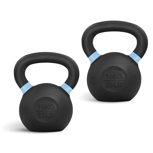 Yes4All Powder Coated Cast Iron Kettlebell Weight Set for Home Gym N15817