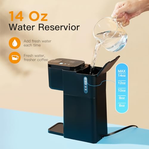 Mini Hot and Iced Coffee Maker Single Serve for K Cup and Ground, Classic Black O715039