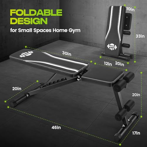 OPPSDECOR Foldable Weight Bench for Home Gym, 660LBS, 8 Adjustable Backrests R8917