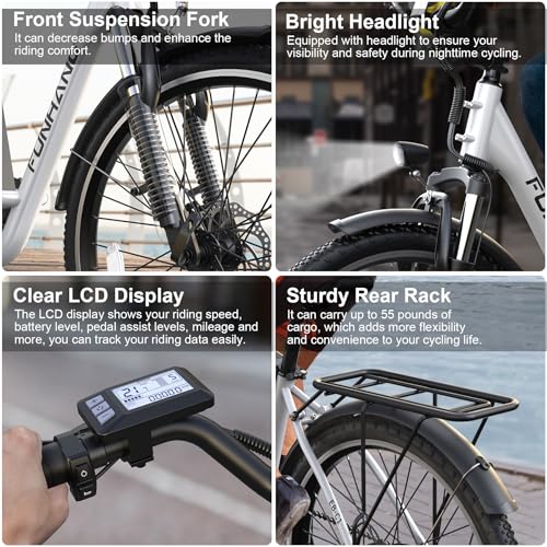 Electric Bike for Adults, 26" 1000W Peak City Cruiser Ebike, 48V Removable Battery O80999