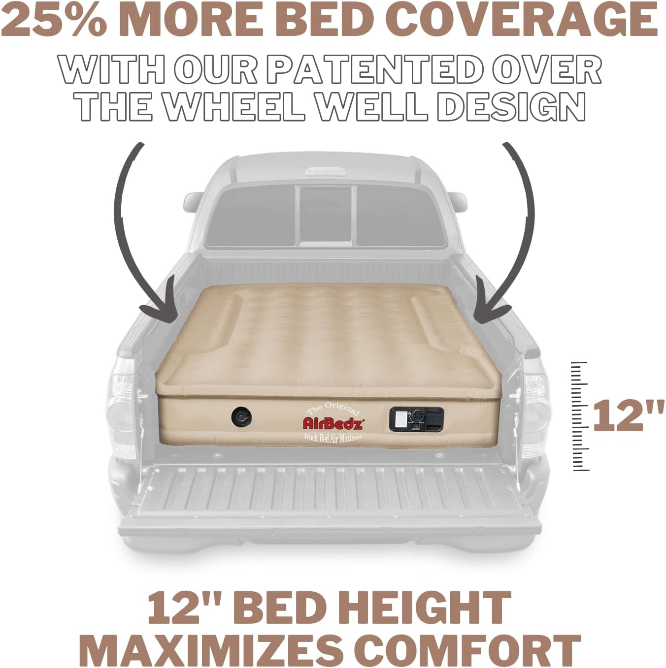 Pittman Truck Bed Air Mattress 8ft Full Size for Pickup Truck Camping - TAN W3735