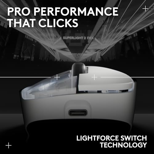 Logitech G PRO X Superlight 2 DEX Wireless Gaming Mouse, 60g, White D21215