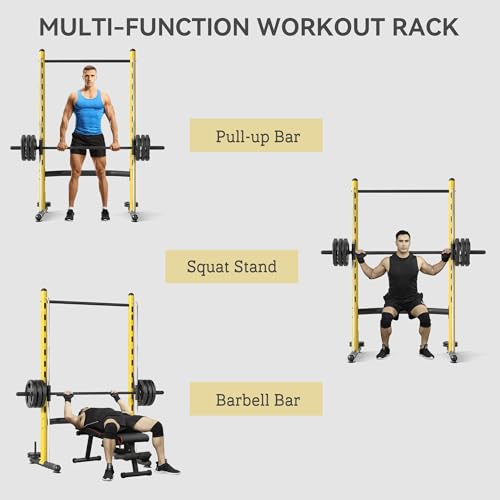 Soozier Squat Rack with Pull-Up Bar, Adjustable Power Rack for Home Gym I377