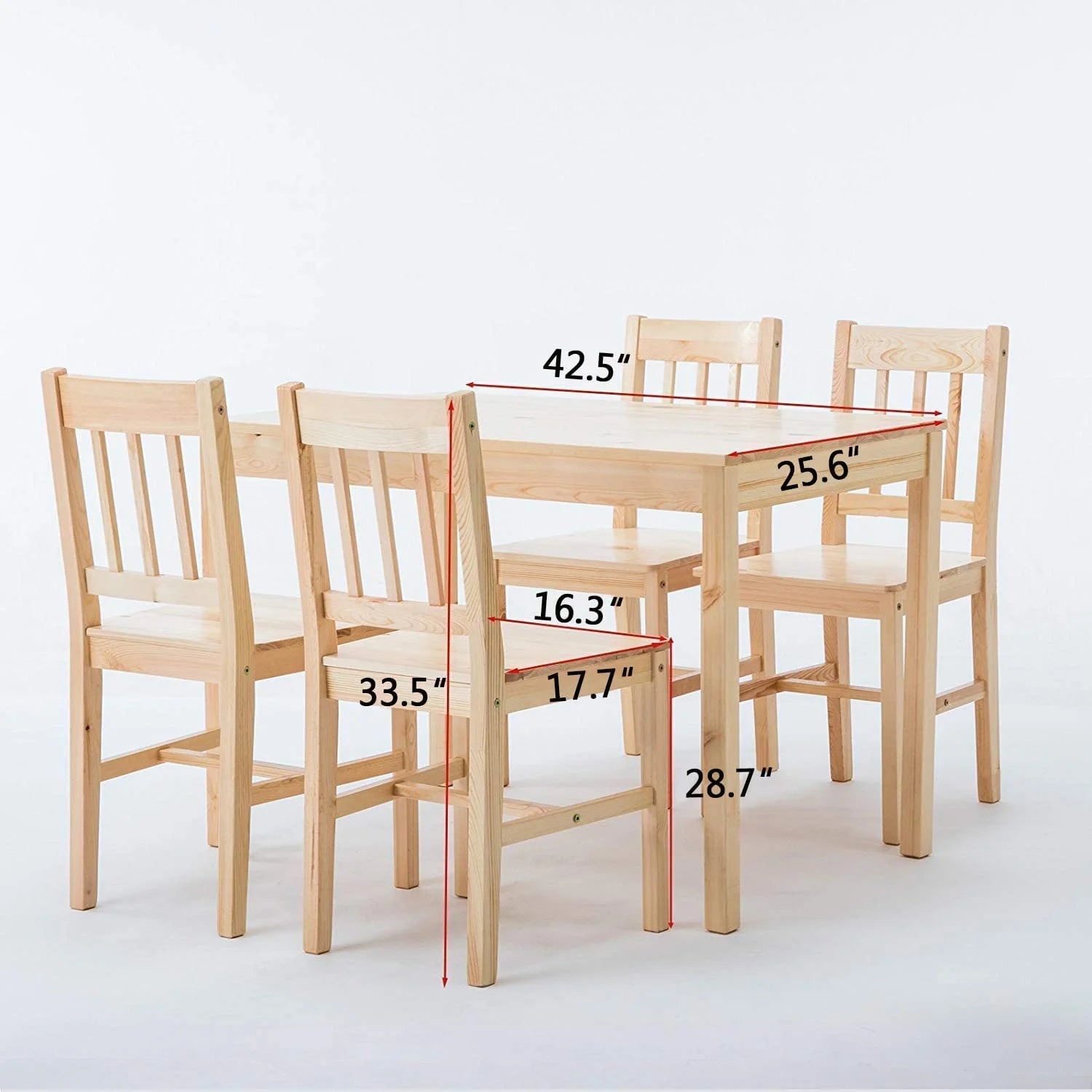 RUNFAYBIU Dining Table Set for 4 with Pine Wood and 4 Chairs Y285