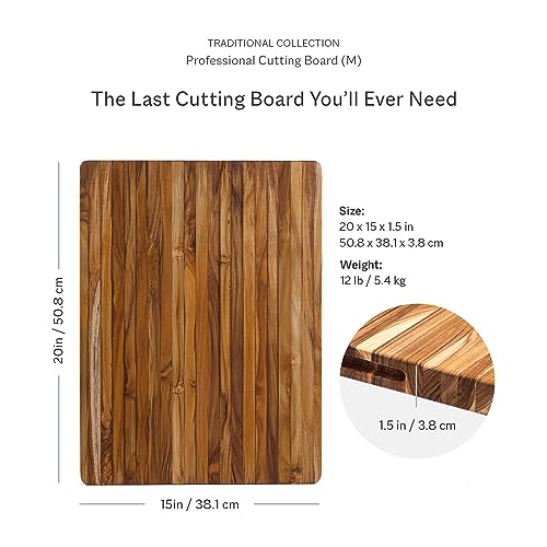 Teakhaus Cutting Board Extra Large with Grip Handles, Reversible Teak Edge Grain U703652