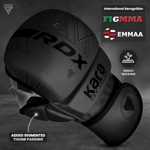 RDX MMA Gloves Hybrid Open Palm Maya Hide Leather Wrist Support Boxing Training Z623139