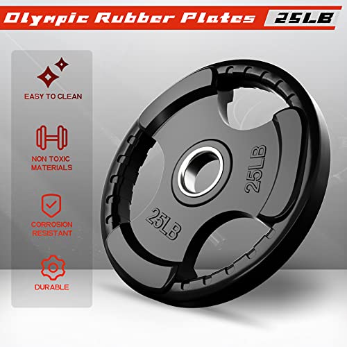 RitFit Olympic Rubber Grip Plates 2-Inch for Barbell Weightlifting Strength Training Z70542