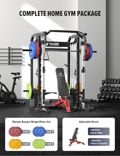 Major Fitness Smith Machine Drone2 Premium All-in-One Home Gym with Aluminum Pulley Set J82580