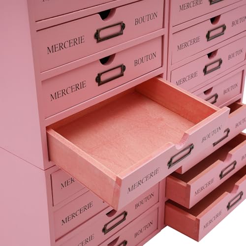 Vintage 16-Drawer Wooden Desktop Organizer with Iron Label Holders N538