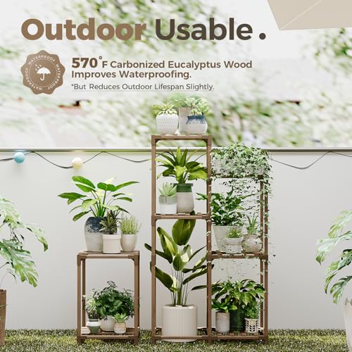 Bamworld Plant Stand Indoor Outdoor Wood Plant Rack 3 Tier Ladder D51744