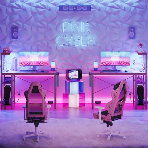 Bestier Gaming Desk with LED Lights, 51.3 Inch Computer Desk Q970