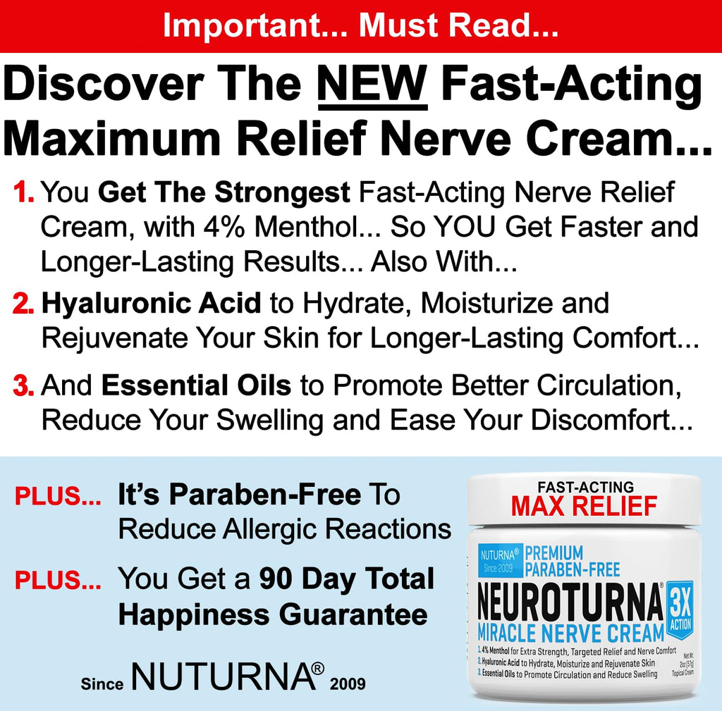 Neuropathy Nerve Relief Cream 4% Menthol MSM for Feet Hands Legs Toes & Back 6 Oz I46373