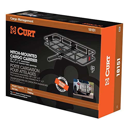 CURT 18152 60 x 24-Inch Hitch Cargo Carrier, 500 lbs Capacity, Black Steel W52353