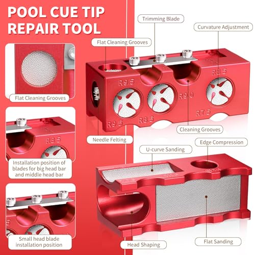 11-in-1 Aluminum Alloy Pool Cue Tip Shaper Replacement Kit (Blue) X4536
