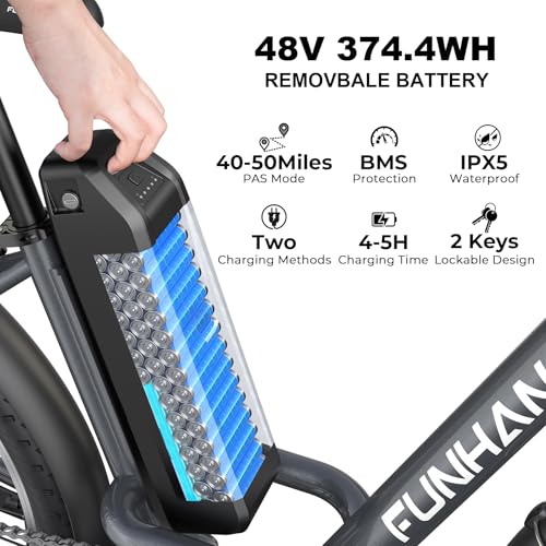 Electric Bike for Adults, 26" 1000W Peak City Cruiser Ebike, 48V Removable Battery O80999