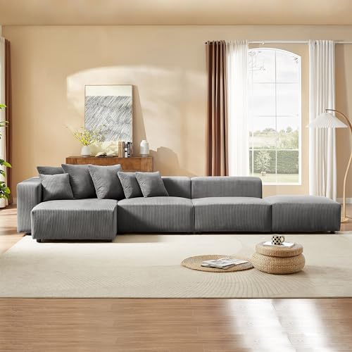 122.8" Curved Sofa Couch for Living Room, Cream Sofa Modern Curved Couch Boucle Modular Sectional Sofa Set 4 Seat Upholstered Couch for Bedroom Apartment Left Hand Facing Beige