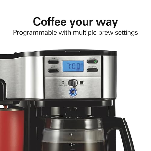 Hamilton Beach 49933 12 Cup Programmable Drip Coffee Maker & Single Serve Machine, Glass Carafe, White A63501