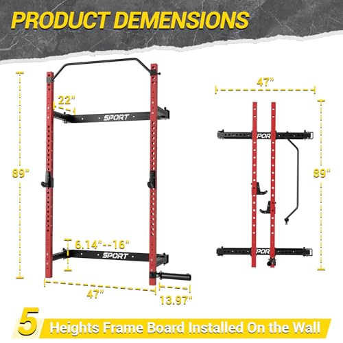 Folding Squat Rack for Home Gym with Pull Up Bar, 1000 LBS Capacity A1297