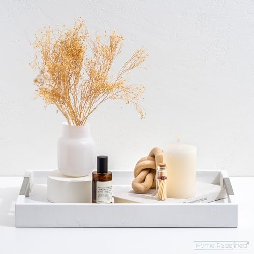White Marble Faux Leather Decorative Tray with Handles D972626