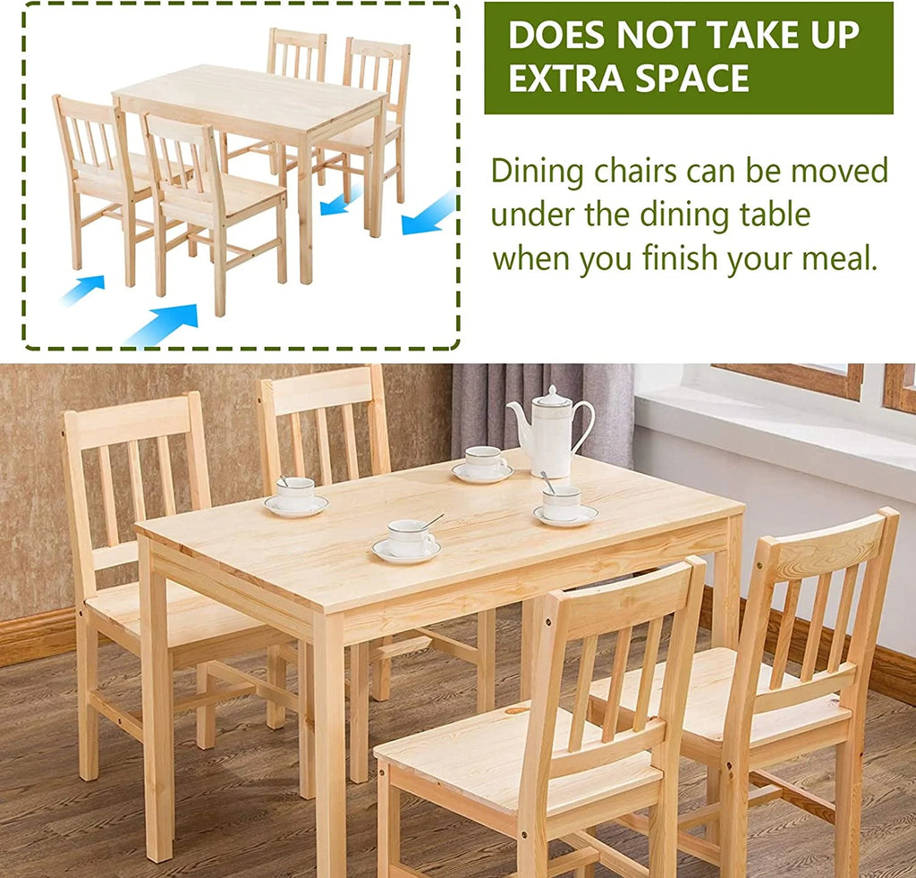 RUNFAYBIU Dining Table Set for 4 with Pine Wood and 4 Chairs Y285