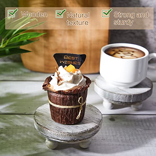 Set of 2 Mini Wood Risers for Decor Round Wooden Stand Farmhouse Brown E6802