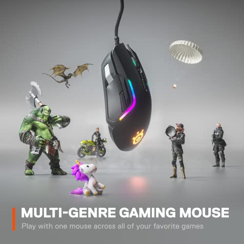 SteelSeries Rival 5 Gaming Mouse with RGB Lighting, 9 Programmable Buttons, 18000 CPI Sensor, Black N1835