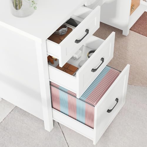 Farmhouse 61" Executive Desk with 5 Drawers and Charging Station, Pure Black W116439