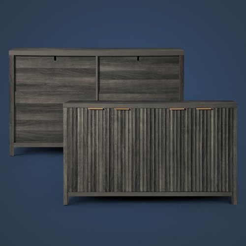 Fluted Sideboard Buffet Cabinet with Storage, 56" Modern Credenza, Natural Y669537