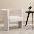 Shunzhi Modern Barrel Accent Chair Linen Upholstered Living Room Accent Chair with Open Back/Arms Comfy Side Chair Single Sofa Chair for Living Room/Bedroom/Reading, Beige