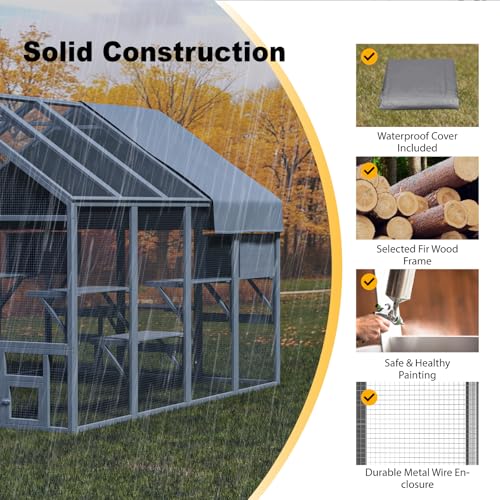Large Catio Outdoor Cat Enclosure with 7 Platforms, 2 Resting Boxes and 2 Bridges D98397